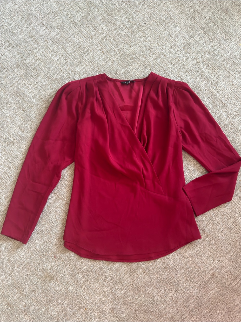 Tribal Women's Deep Red Wrap-Style Blouse